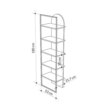 Βιβλιοθήκη Archy Megapap χρώμα γκρι ρετρό 53x31,7x180cm 1 τεμ.
