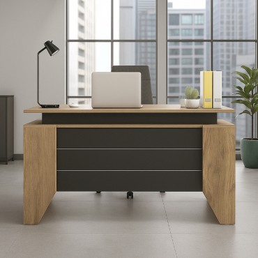 Γραφείο εργασίας Remida Megapap χρώμα sepet oak - ανθρακί 140x60x76,9cm 1 τεμ.