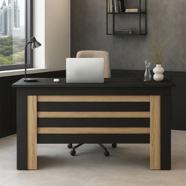Γραφείο εργασίας Epito Megapap χρώμα ανθρακί - sepet oak 140x59,6x76,8cm 1 τεμ.