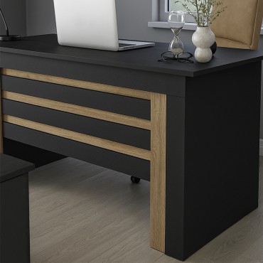 Γραφείο εργασίας Epito Megapap χρώμα ανθρακί - sepet oak 140x59,6x76,8cm 1 τεμ.