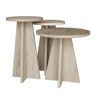 Τραπεζάκι βοηθητικό σετ 3 τεμ. Podel Megapap χρώμα travertine 29,6x52,1cm
