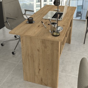 Γραφείο εργασίας Nika Megapap χρώμα sepet oak - ανθρακί 140x60x75cm 1 τεμ.