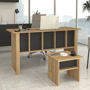 Γραφείο εργασίας Nika Megapap χρώμα sepet oak - ανθρακί 140x60x75cm 1 τεμ.