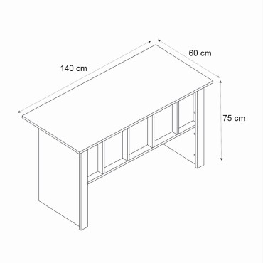 Γραφείο εργασίας Nika Megapap χρώμα sepet oak - ανθρακί 140x60x75cm 1 τεμ.