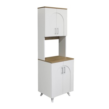 Έπιπλο κουζίνας Kalira 2 Megapap χρώμα λευκό - rota oak 60x40x196cm 1 τεμ.