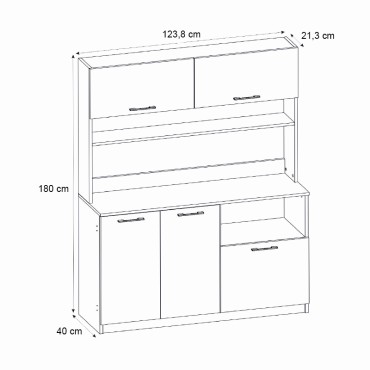 Έπιπλο κουζίνας Tuco 3 Megapap χρώμα λευκό 123,8x40x180cm 1 τεμ.