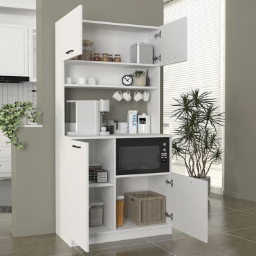 Έπιπλο κουζίνας Tuco 2 Megapap χρώμα λευκό 90x40x180cm 1 τεμ.