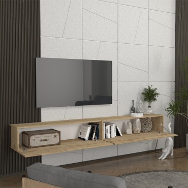 Έπιπλο τηλεόρασης επιτοίχιο Espanse Megapap χρώμα sapphire oak 241,8x31,7x30cm 1 τεμ.
