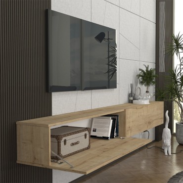 Έπιπλο τηλεόρασης επιτοίχιο Espanse Megapap χρώμα sapphire oak 241,8x31,7x30cm 1 τεμ.