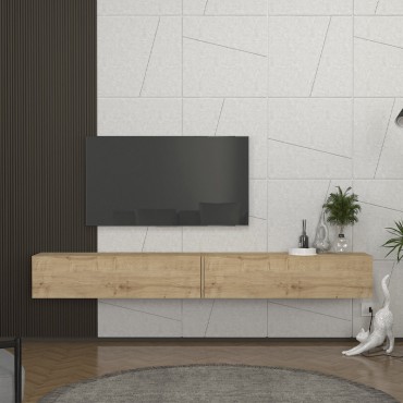 Έπιπλο τηλεόρασης επιτοίχιο Espanse Megapap χρώμα sapphire oak 241,8x31,7x30cm 1 τεμ.