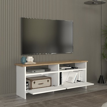Έπιπλο τηλεόρασης Gradias Megapap χρώμα λευκό - sapphire oak 120x29,6x46,8cm 1 τεμ.