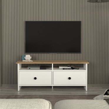 Έπιπλο τηλεόρασης Gradias Megapap χρώμα λευκό - sapphire oak 120x29,6x46,8cm 1 τεμ.