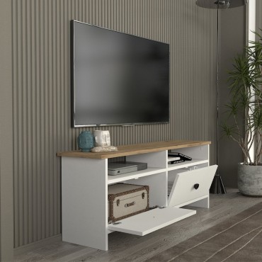Έπιπλο τηλεόρασης Gradias Megapap χρώμα λευκό - sapphire oak 120x29,6x46,8cm 1 τεμ.