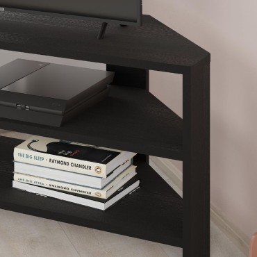 Έπιπλο τηλεόρασης γωνιακό Thales Megapap χρώμα black wood 110x36x45cm 1 τεμ.