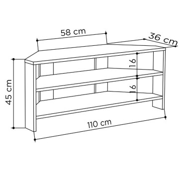 Έπιπλο τηλεόρασης γωνιακό Thales Megapap χρώμα black wood 110x36x45cm 1 τεμ.