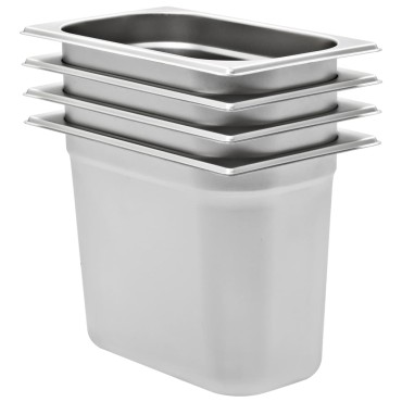 vidaXL Λεκάνες Gastronorm 4 τεμ. GN 1/4 200 χιλ. από Ανοξείδωτο Ατσάλι