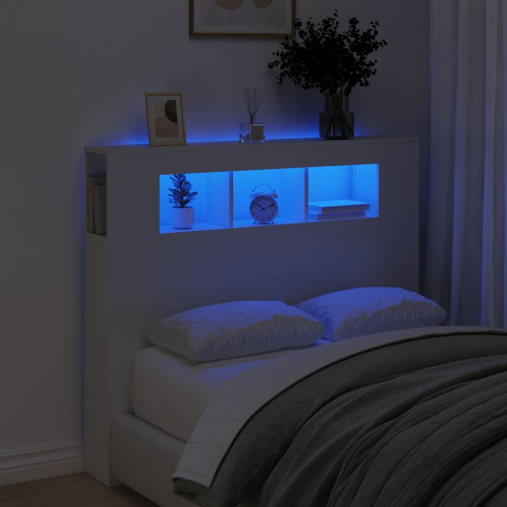 vidaXL Κεφαλάρι Κρεβατιού με LED Λευκό 120x18,5x103,5cm Επεξεργ. Ξύλο 1 τεμ. vidaXL Κεφαλάρι Κρεβατιού με LED Λευκό 120x18,5x103,5cm Επεξεργ. Ξύλο 1 τεμ.