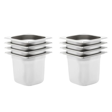 vidaXL Λεκάνες Gastronorm 8 τεμ. GN 1/6 150 χιλ. από Ανοξείδωτο Ατσάλι