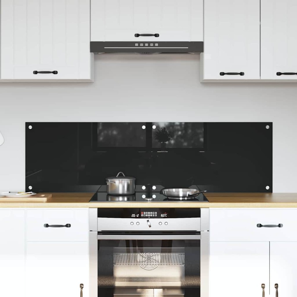 vidaXL Πλάτη κουζίνας 2 τμχ. Μαύρο 70 x 40 cm σκληρυμένο γυαλί