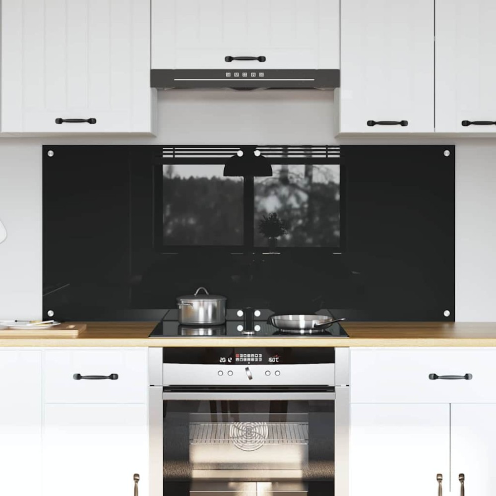 vidaXL Πλάτη κουζίνας 2 τμχ. Μαύρο 70 x 60 cm σκληρυμένο γυαλί