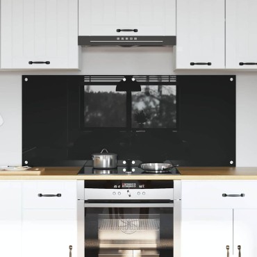 vidaXL Πλάτη κουζίνας 2 τμχ. Μαύρο 70 x 60 cm σκληρυμένο γυαλί