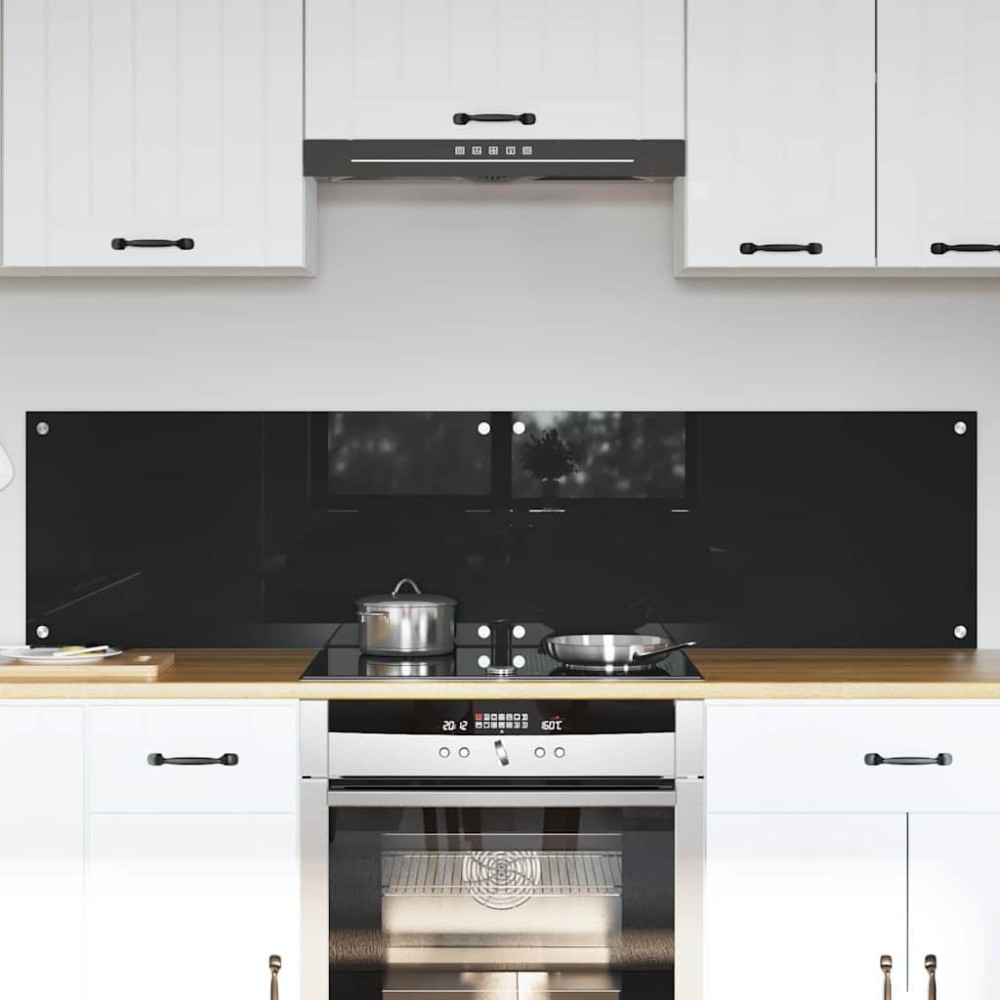 vidaXL Πλάτη κουζίνας 2 τμχ. Μαύρο 80 x 40 cm σκληρυμένο γυαλί