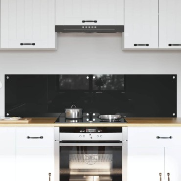 vidaXL Πλάτη κουζίνας 2 τμχ. Μαύρο 80 x 40 cm σκληρυμένο γυαλί