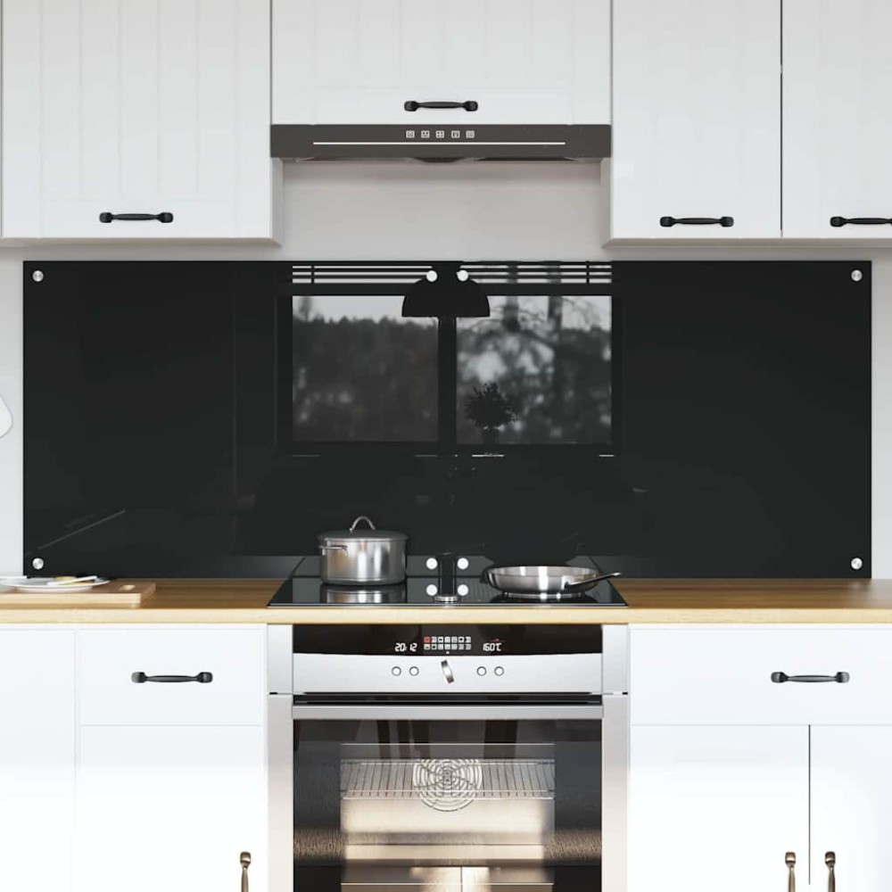 vidaXL Πλάτη κουζίνας 2 τμχ. Μαύρο 80 x 60 cm σκληρυμένο γυαλί