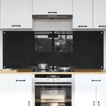 vidaXL Πλάτη κουζίνας 2 τμχ. Μαύρο 80 x 60 cm σκληρυμένο γυαλί