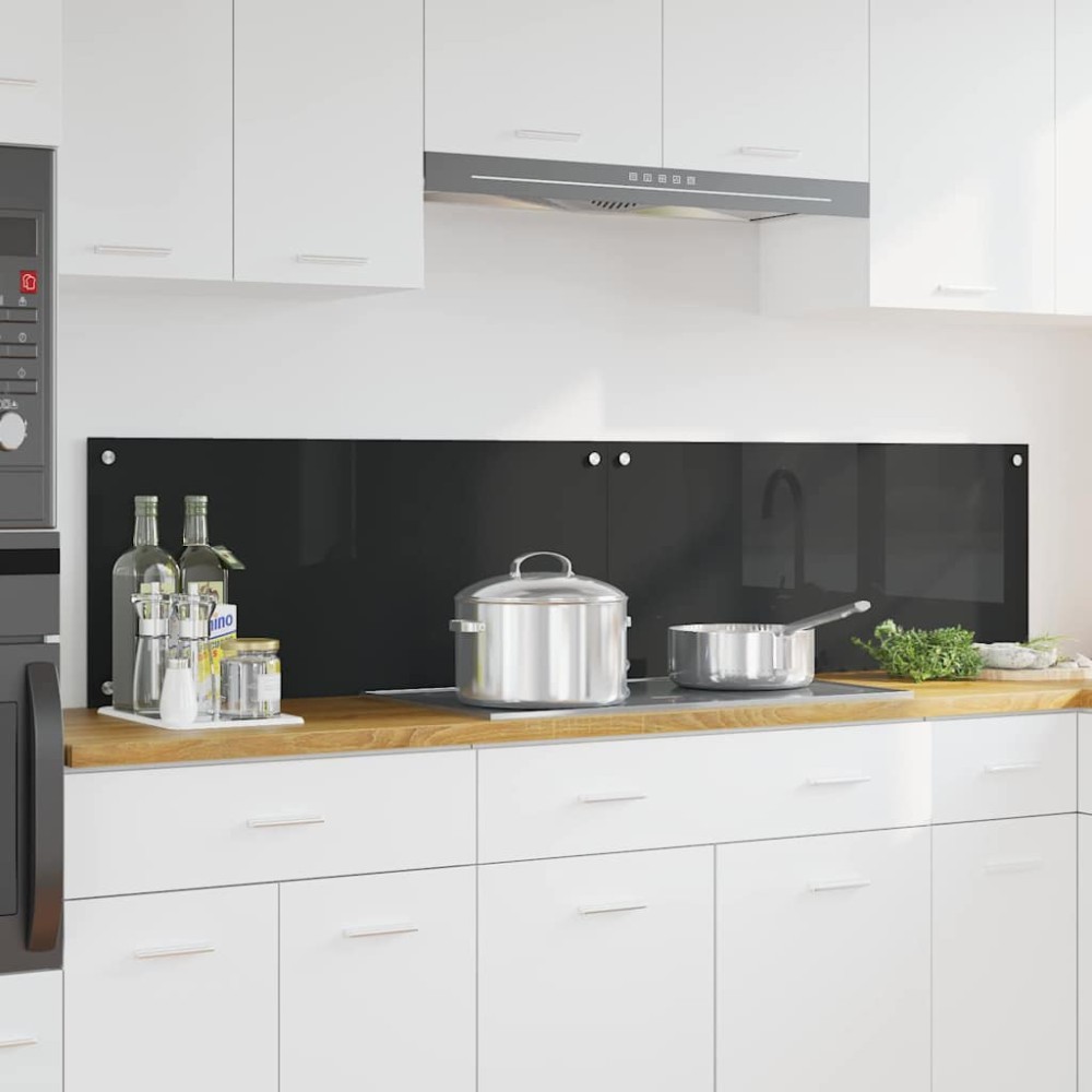 vidaXL Πλάτη κουζίνας 2 τμχ. Μαύρο 90 x 40 cm σκληρυμένο γυαλί