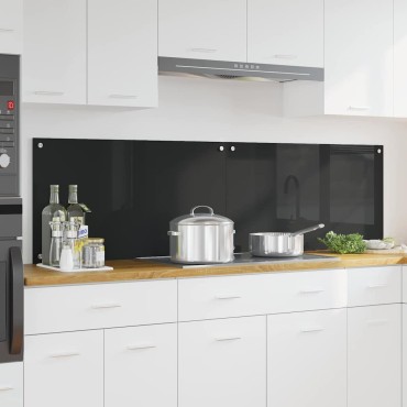 vidaXL Πλάτη κουζίνας 2 τμχ. Μαύρο 90 x 50 cm σκληρυμένο γυαλί