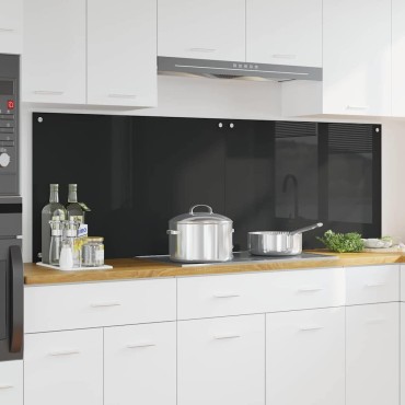 vidaXL Πλάτη κουζίνας 2 τμχ. Μαύρο 90 x 60 cm σκληρυμένο γυαλί