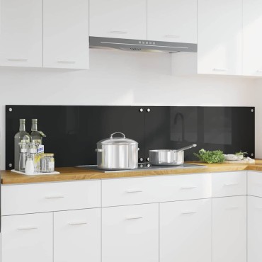 vidaXL Πλάτη κουζίνας 2 τμχ. Μαύρο 100 x 40 cm σκληρυμένο γυαλί