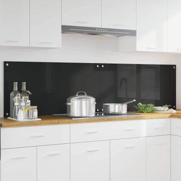 vidaXL Πλάτη κουζίνας 2 τμχ. Μαύρο 100 x 50 cm σκληρυμένο γυαλί