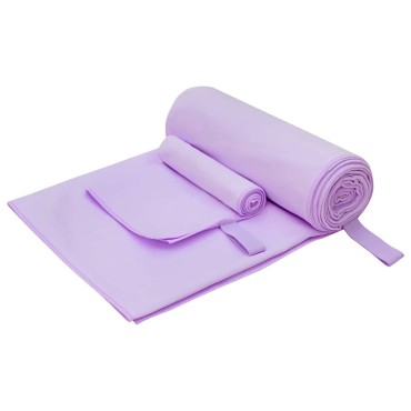 vidaXL Σύνολο πετσέτας αθλητισμού 2 τμχ. Μοβ 50 x 30 cm, 200 x 100 cm