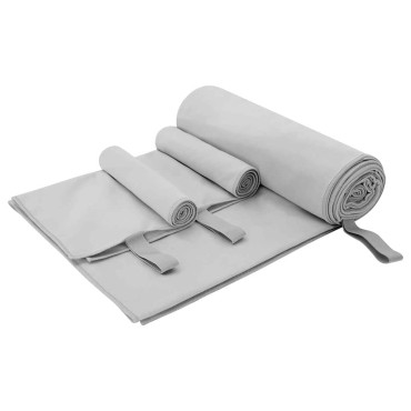 vidaXL Σύνολο πετσέτας αθλητισμού 3 τμχ. Γκρι 210 x 100 cm