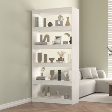 vidaXL Βιβλιοθήκη/Διαχωριστικό Χώρου Λευκή 80x30x167,4cm Μασίφ Πεύκο 1 τεμ.