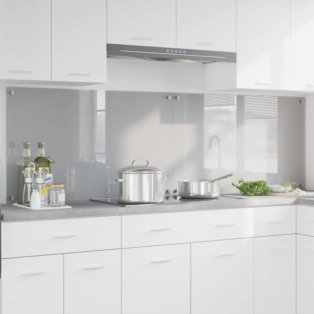 vidaXL Πλάτη κουζίνας 2 τμχ. Ανοιχτό γκρι 100 x 60 cm σκληρυμένο γυαλί