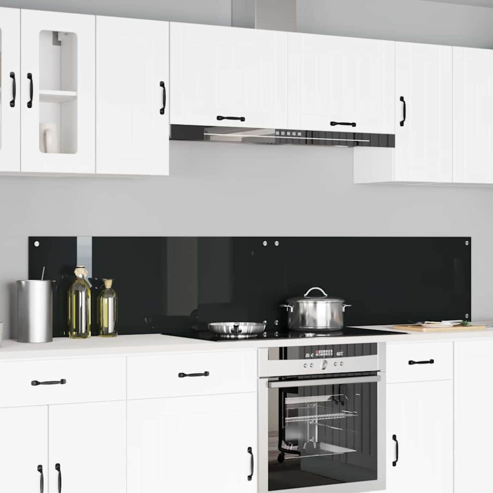 vidaXL Πλάτη κουζίνας 2 τμχ. Μαύρο 110 x 40 cm σκληρυμένο γυαλί