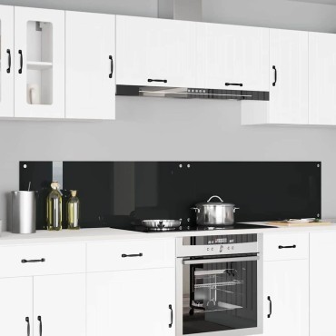 vidaXL Πλάτη κουζίνας 2 τμχ. Μαύρο 110 x 40 cm σκληρυμένο γυαλί