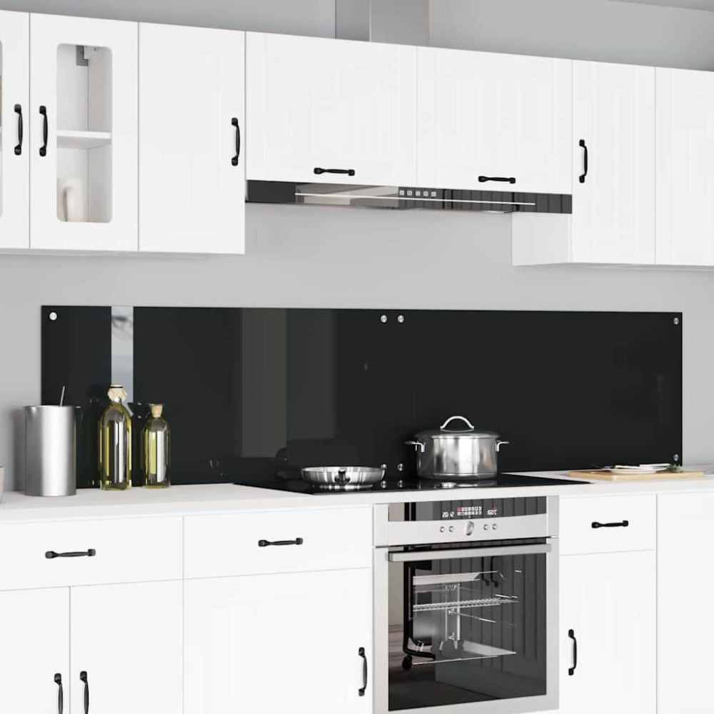 vidaXL Πλάτη κουζίνας 2 τμχ. Μαύρο 110 x 50 cm σκληρυμένο γυαλί