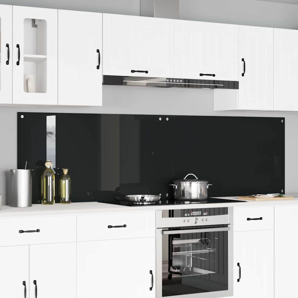 vidaXL Πλάτη κουζίνας 2 τμχ. Μαύρο 110 x 60 cm σκληρυμένο γυαλί