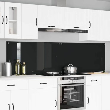 vidaXL Πλάτη κουζίνας 2 τμχ. Μαύρο 110 x 60 cm σκληρυμένο γυαλί