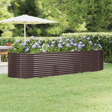 vidaXL Ζαρντινιέρα Καφέ 322x100x68 εκ. Γαλβανισμένος χάλυβας