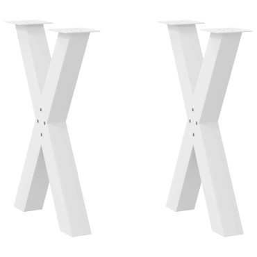 vidaXL Πόδια Τραπεζαρίας σε Σχήμα Χ, 2 τεμ. Λευκά 60x(72-73)cm Ατσάλι
