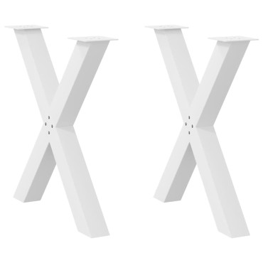 vidaXL Πόδια Τραπεζαρίας σε Σχήμα Χ, 2 τεμ. Λευκά 80x(72-73)cm Ατσάλι