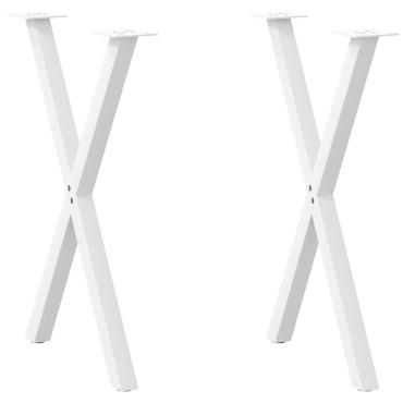 vidaXL Πόδια Τραπεζαρίας σε Σχήμα Χ, 2 τεμ. Λευκά 57x(72-73)cm Ατσάλι