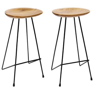 vidaXL Σκαμπό Μπαρ 2 τεμ. από Μασίφ Ξύλο Teak 40x40x79cm
