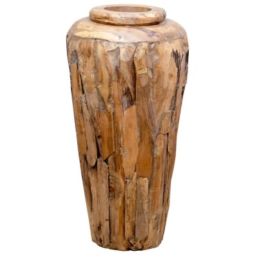 vidaXL Βάζο Διακοσμητικό 40 x 80 εκ. από Μασίφ Ξύλο Teak
