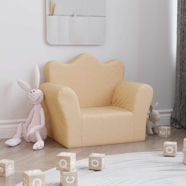 vidaXL Παιδικός καναπές Cream Soft Plush 54x34x45cm
